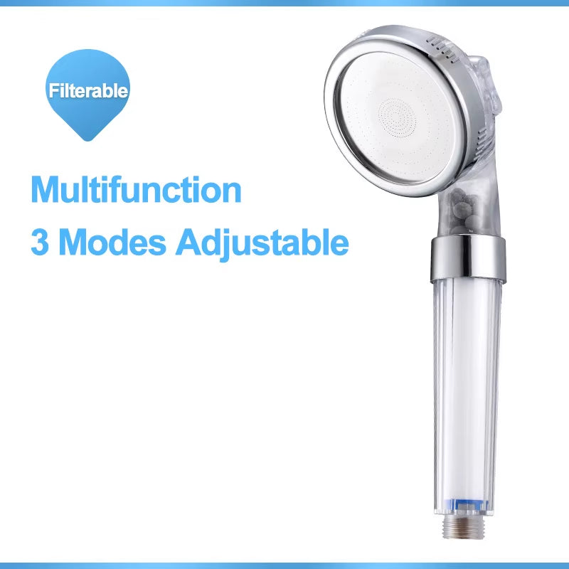 Zhangji 3 Modes Bath Shower Adjustable Jetting Shower Head High Pressure Saving Water Bathroom Anion Filter Shower SPA Nozzle